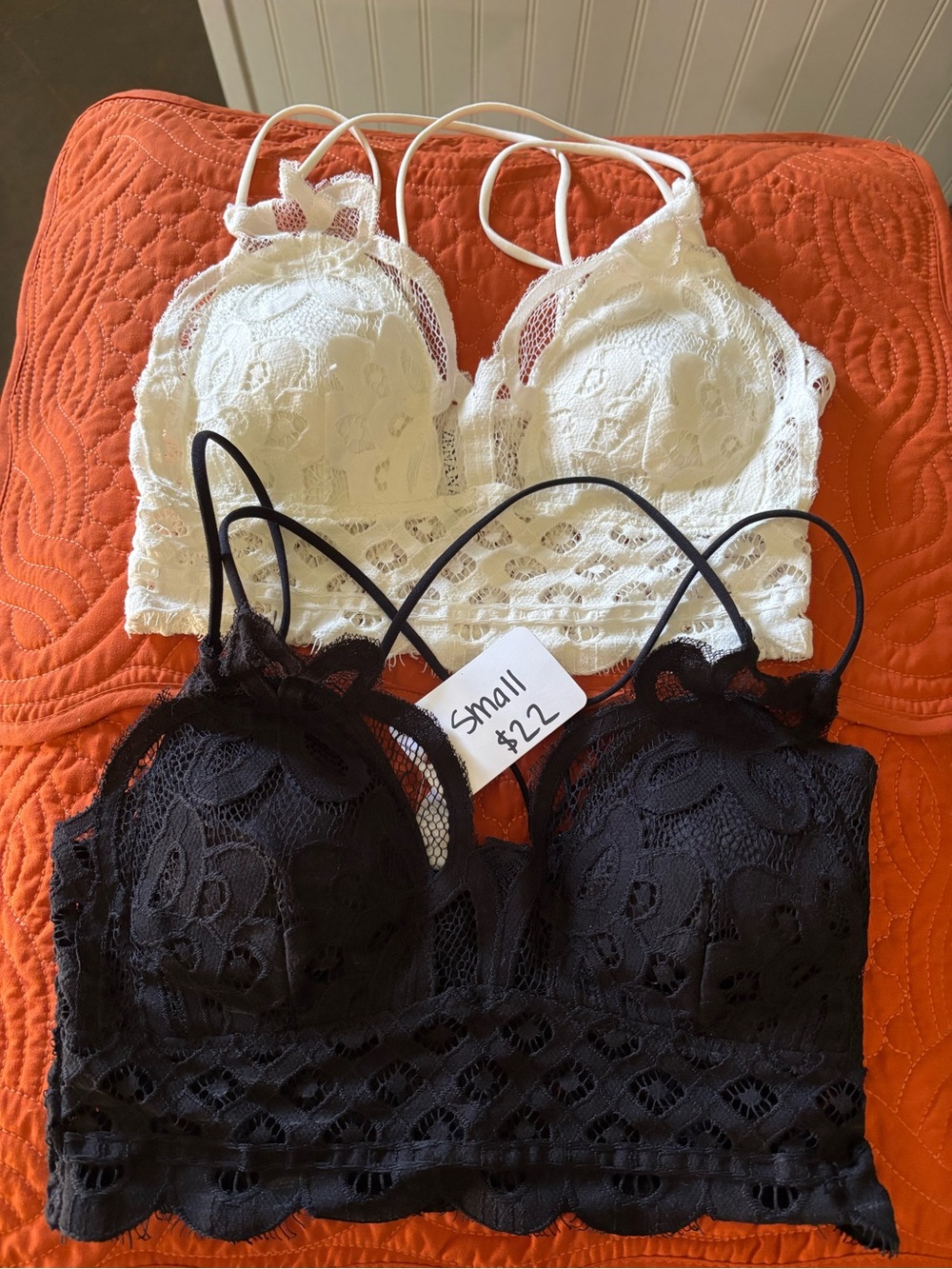 Zenana Outfitters Lace Bralette Duo - White & Black